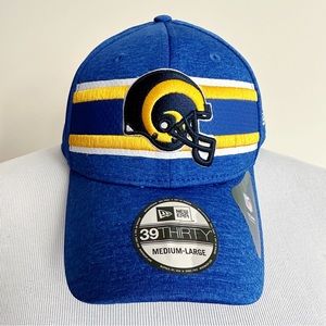 New Era LA Los Angeles Rams Hat Mens Medium Large NFL 39Thirty Fitted Cap Blue